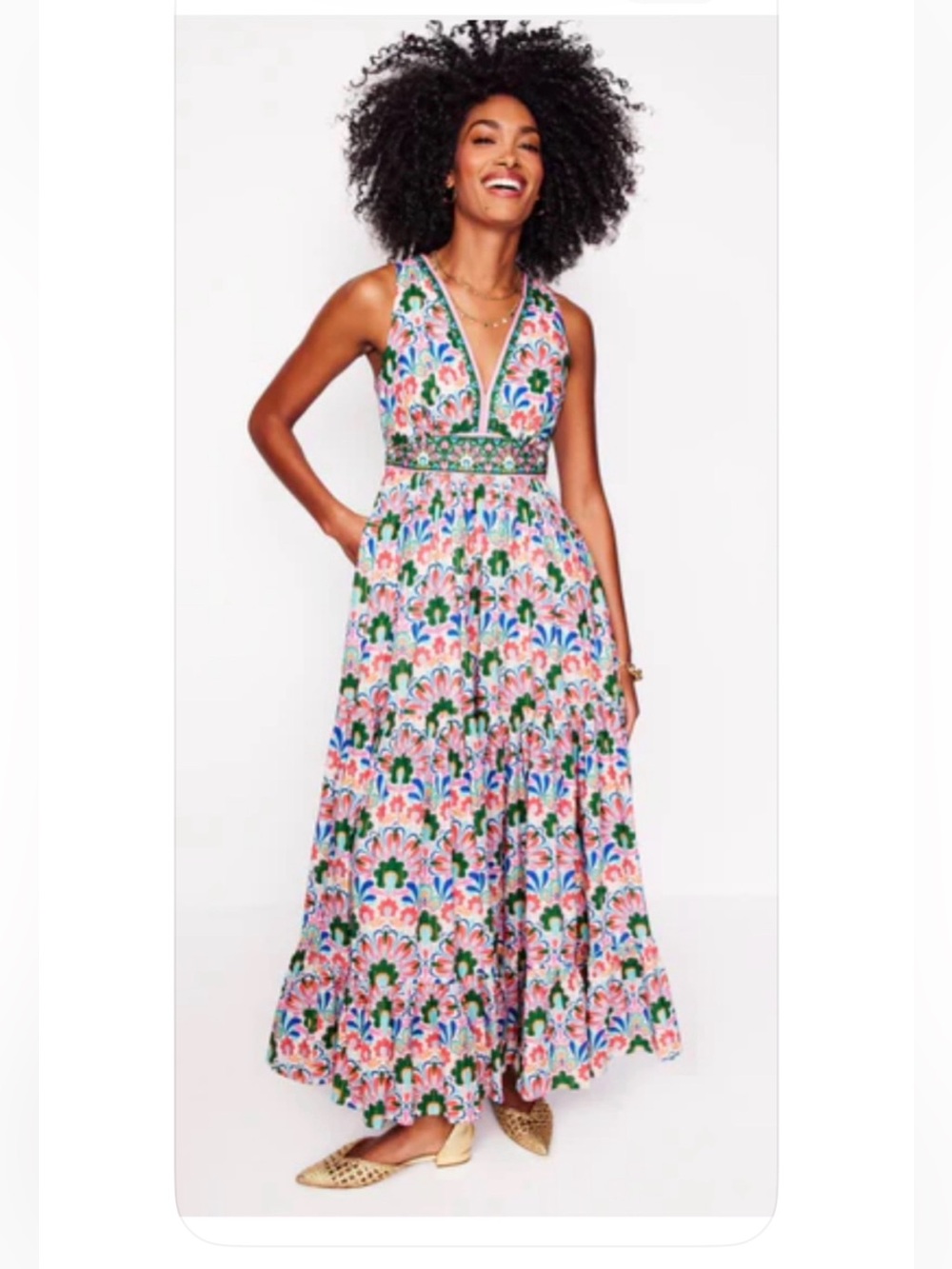 Boden NWT Serena Cotton Tie Maxi Dress 4
